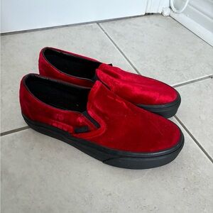 Red Velvet Vans Slip ons - Brand New Size 6W